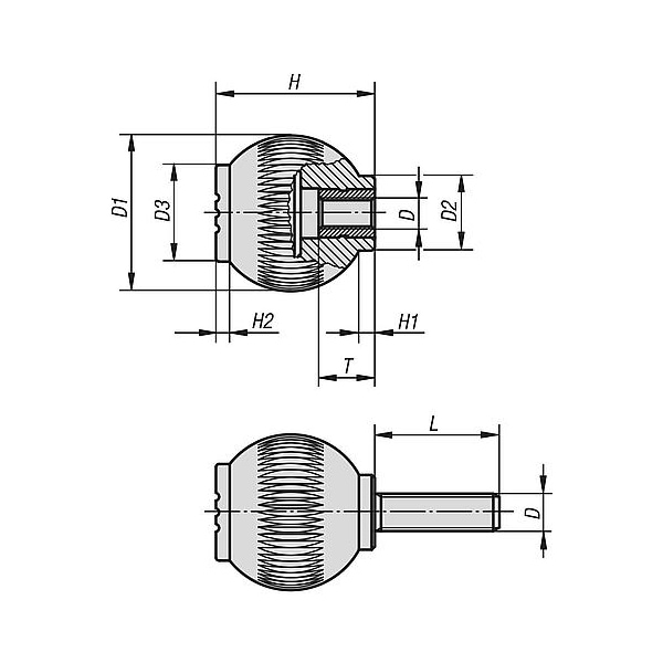 Ball Grips, Internal Thread, Metric